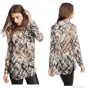 COPY - Vince Silk Basketweave Print Button Down Blouse